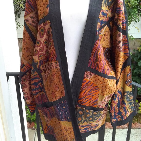 Rho Designs 100% Cotton Open Long Lagen Look Printed Jacket Art Teacher - Picture 2 of 6